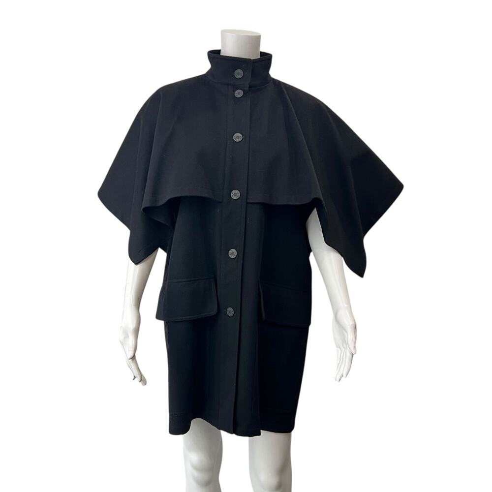 $11k NWT Hermes Black Cashmere Trench Gilet Cape Coat size FR 38/6